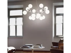 Sale Ideal Lux Nodi Bianco - Lámpara colgante de techo molecular grande con 15 luces, cromada, E14 Gris