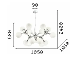 Sale Ideal Lux Nodi Bianco - Lámpara colgante de techo molecular grande con 15 luces, cromada, E14 Gris