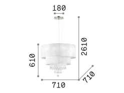 Ideal Lux Opera - Lámpara colgante de techo con 6 luces, Cromado, Cristales con pantalla blanca, E27
