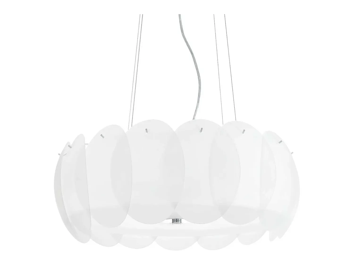 Hot Ideal Lux Ovalino - Lámpara colgante de techo grande con 8 luces, blanca, E27 Blanco