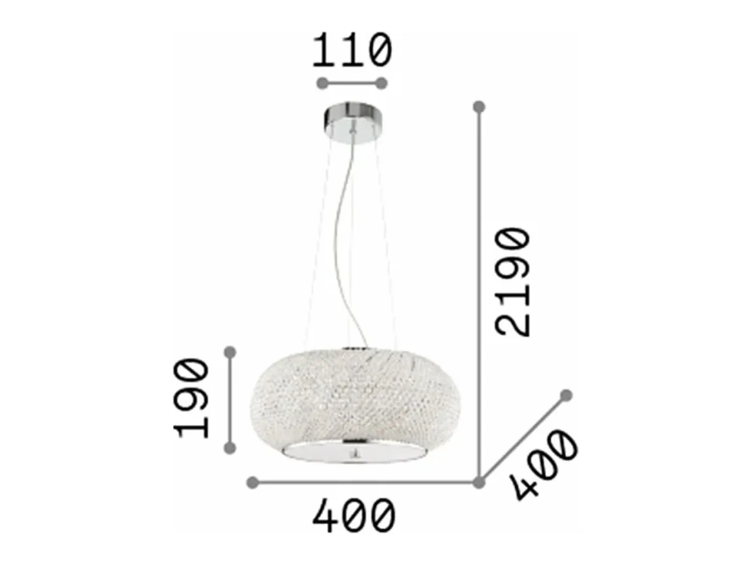 Best Ideal Lux Pasha' - Lámpara colgante de techo con 6 luces, cromada con cristales, E14 Gris