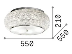 Ideal Lux Pasha' - Lámpara empotrada de techo de 10 luces Cromo, Cristal, E14