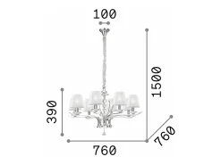 New Ideal Lux Pegaso - Lámpara colgante de 8 brazos con varios brazos, latón satinado Camel