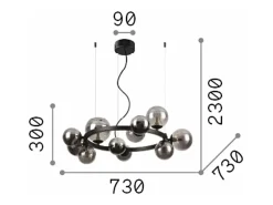 Ideal Lux PERLAGE Lámpara de Techo Colgante Globo Redondo 11 Luces Latón