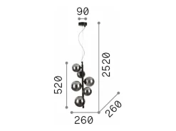Ideal Lux Lámpara Suspendida^PERLAGE Plafón colgante globo 6 luces latón Camel