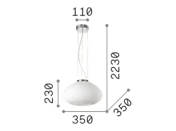 Discount Ideal Lux PLISSE Plafón Globe Dome Colgante Cromo 35cm Gris
