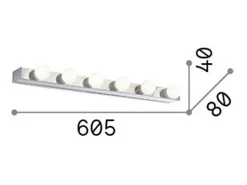 Best Ideal Lux Prive' - Aplique de pared con espejo mediano para interiores, 6 luces, cromo, E14 Gris