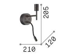 Ideal Lux Aplique Para Pared^SET UP Aplique + Luz Lectura Latón Sin Pantalla 3000K Camel