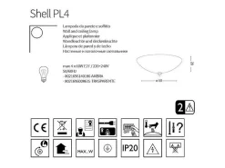 Best Ideal Lux Shell - Lámpara de techo / pared empotrada para interiores de 4 luces Dorada con vidrio ámbar, E27 Dorado