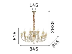 Best Ideal Lux Strauss - Lámpara de araña de 12 luces, acabado en oro rosa, E14 Dorado