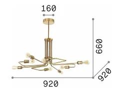 Ideal Lux Triumph - Lámpara colgante de techo con múltiples brazos de 8 luces, latón antiguo