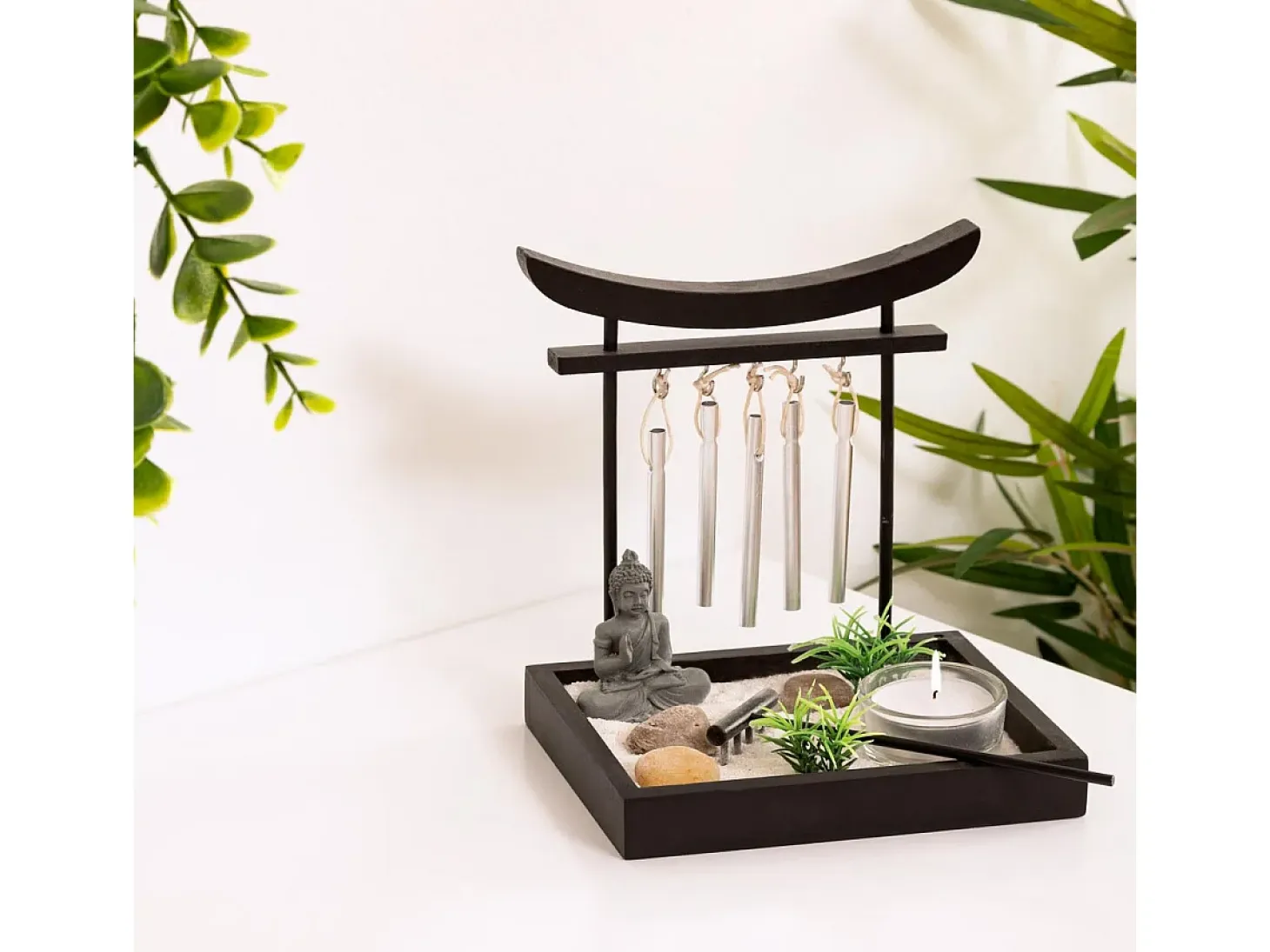 Jardín Zen decorativo Atmosphera negro 16,5x15x12 cm