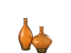 Sale J-Line Jarrón alto de vidrio marrón 26x26x60 cm Marru00f3n