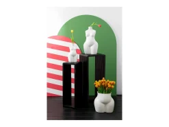 Best J-Line Jarrón cadera mujer de cerámica blanca 32.5x24.5x30.5 cm Blanco