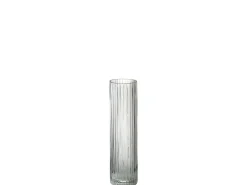 Sale J-Line Jarrón cilíndrico con líneas de vidrio 8x8x30 cm Transparente