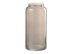 Discount J-Line Jarrón cilíndrico de vidrio marrón de 19x19x40 cm Marru00f3n