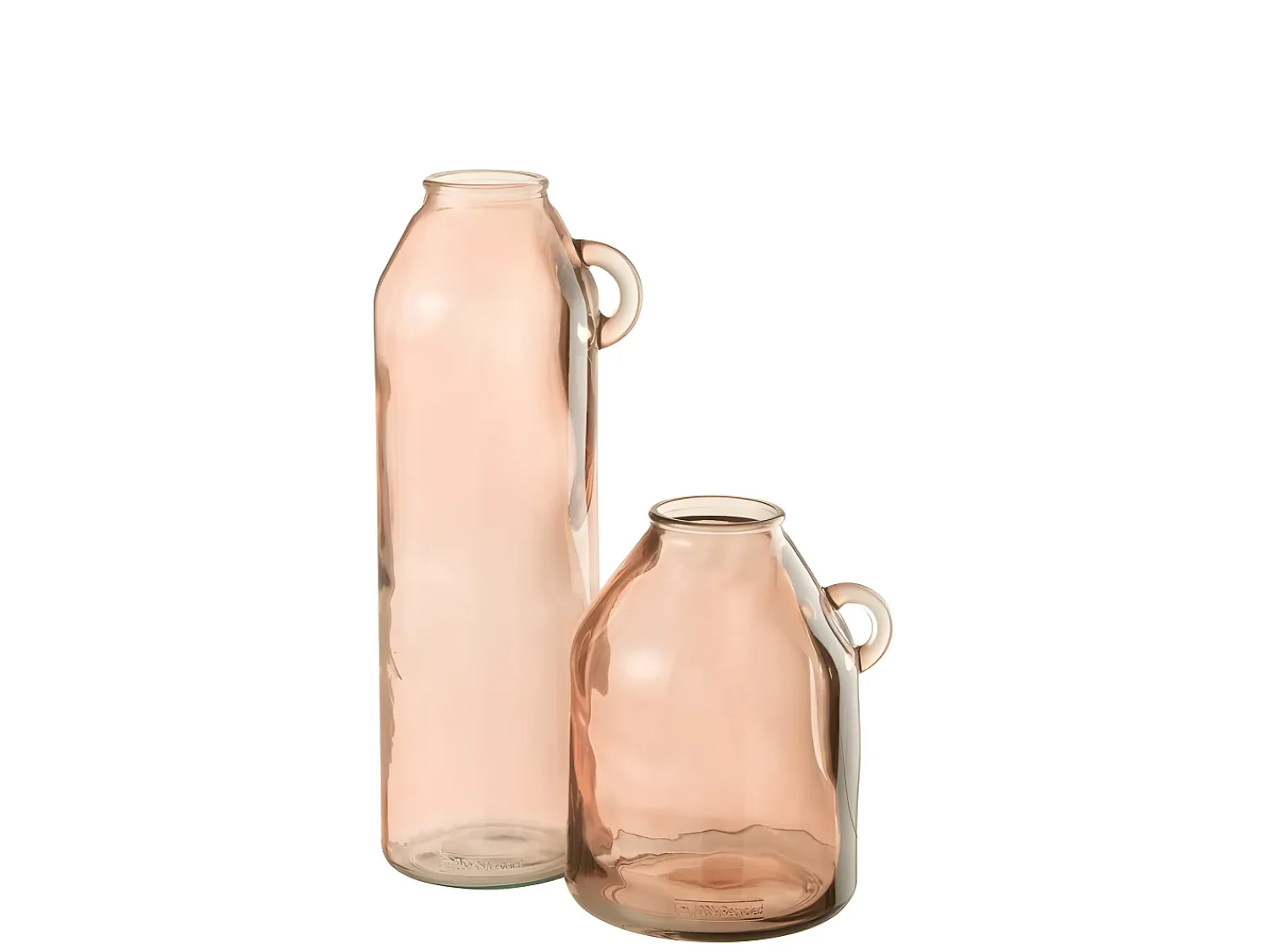 Best J-Line Jarrón con asa de vidrio 17x14x45 cm Rosa