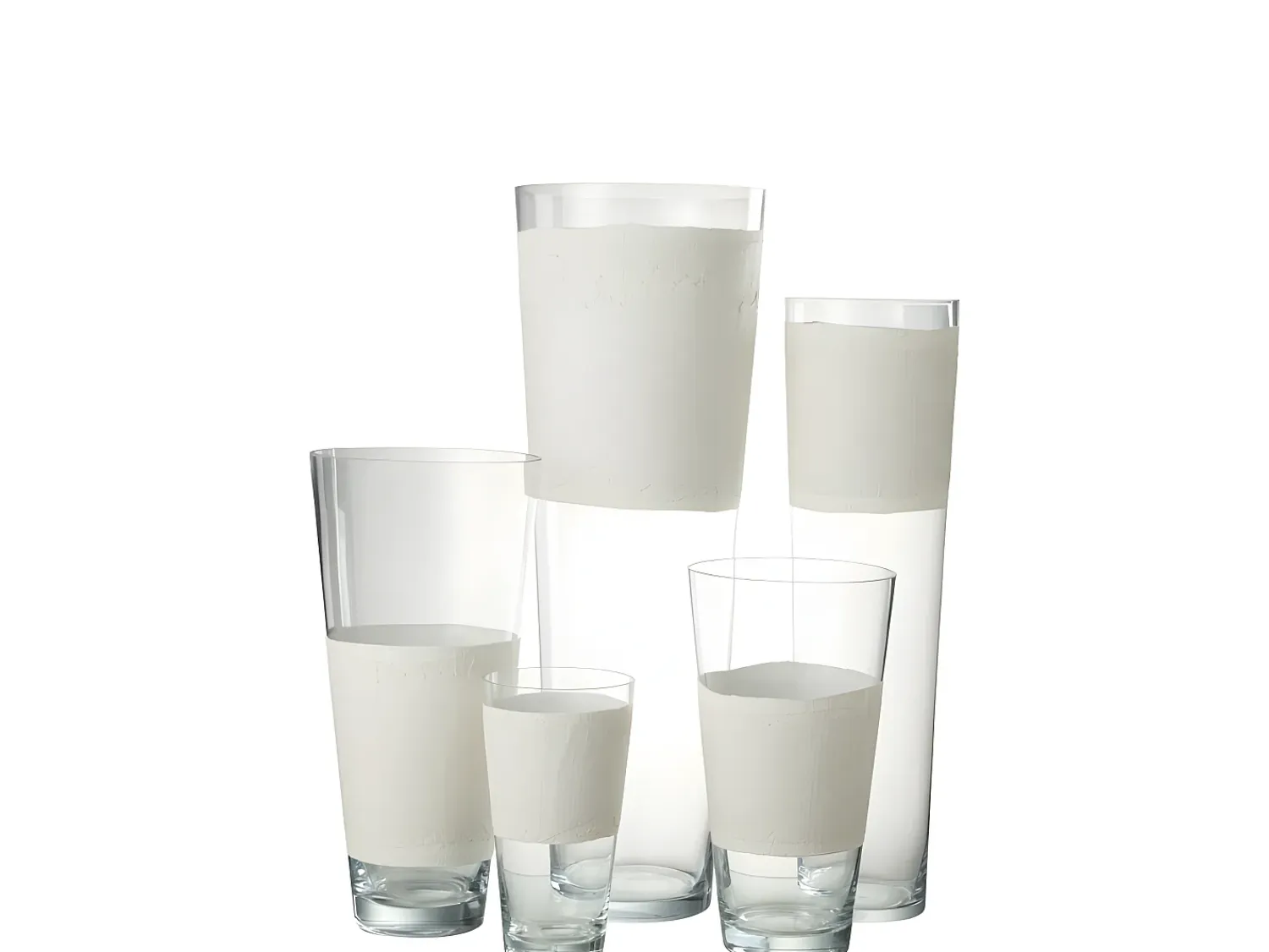 Clearance J-Line Jarrón con línea de vidrio 17x17x60 cm Blanco