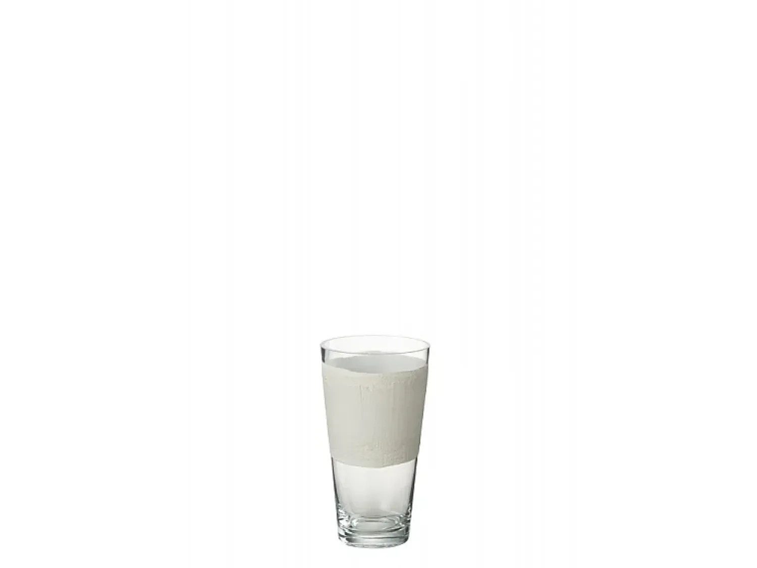 Clearance J-Line Jarrón con línea de vidrio 14x14x25 cm Blanco