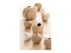 Clearance J-Line Jarrón de cerámica en forma de bola de 18 cm de diámetro Beige