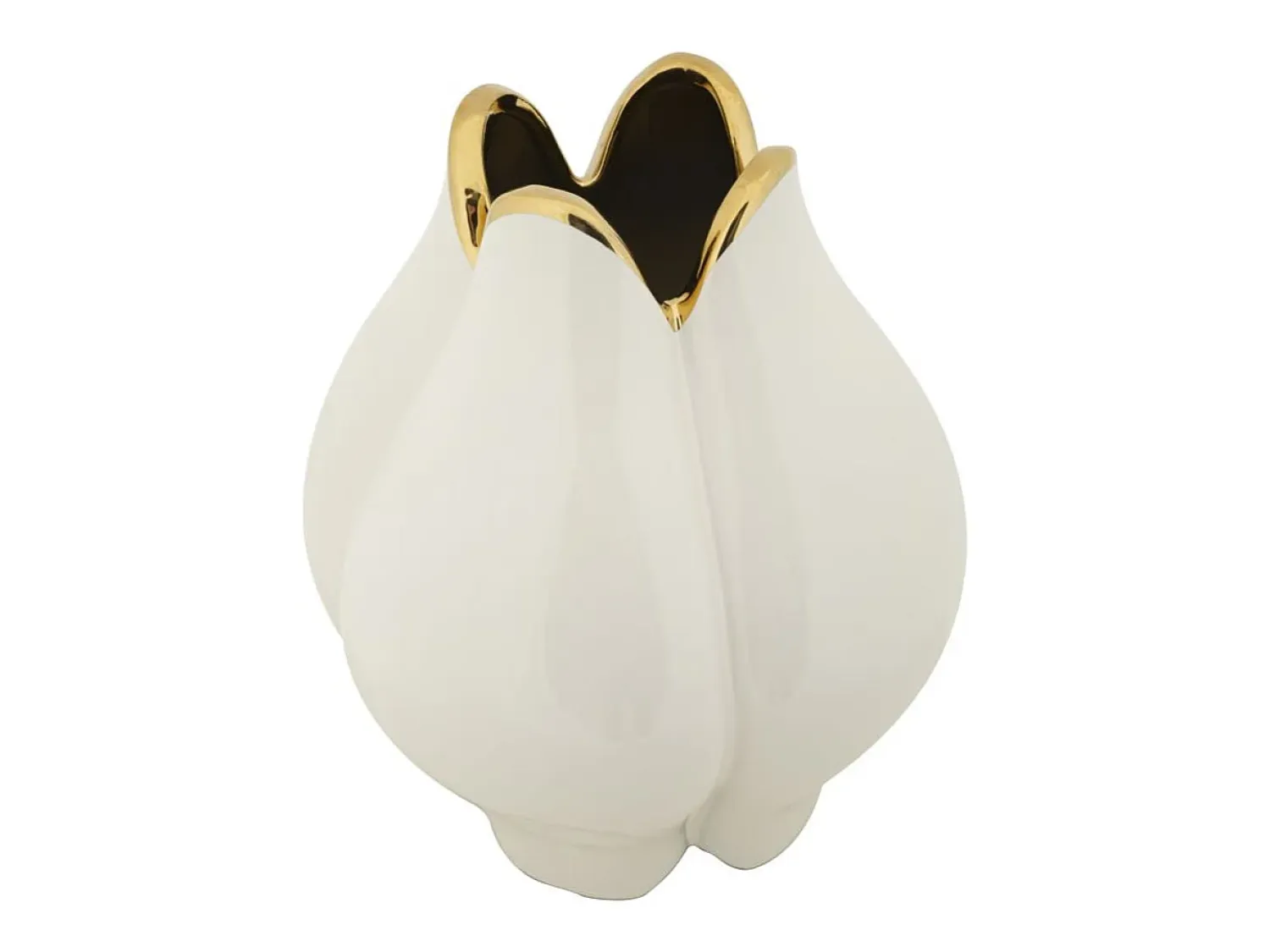 Sale Jarrón de cerámica con borde dorado Bud Blanco