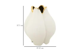 Sale Jarrón de cerámica con borde dorado Bud Blanco