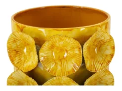 Clearance Jarrón de concha de metal 16x15x33 Amarillo