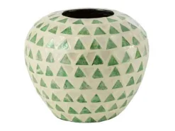 New J-Line Jarrón de madera en forma de bola de 26x26x22 cm Verde