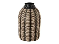 Best J-Line Jarrón de mimbre de madera negra de 32x32x56 cm Negro