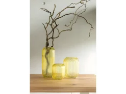 J-Line Jarrón^Jarrón de vidrio recto L14*l14*H17cm Amarillo
