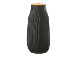 Discount J-Line Jarrón de vidrio 12x12x26 cm Negro