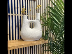 Rendez-Vous Déco Jarrón decorativo de terracota H42cm - Cruz Blanco