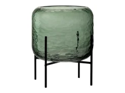 Sale J-Line Jarrón irregular sobre base de metal en vidrio 20x20x25 cm Verde