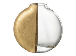 Jarrón Loa de cristal dorado transparente 15x3,5x15,5 cm