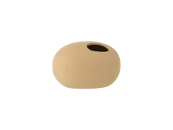 Jarrón ovalado de cerámica beige de 16x10x9cm