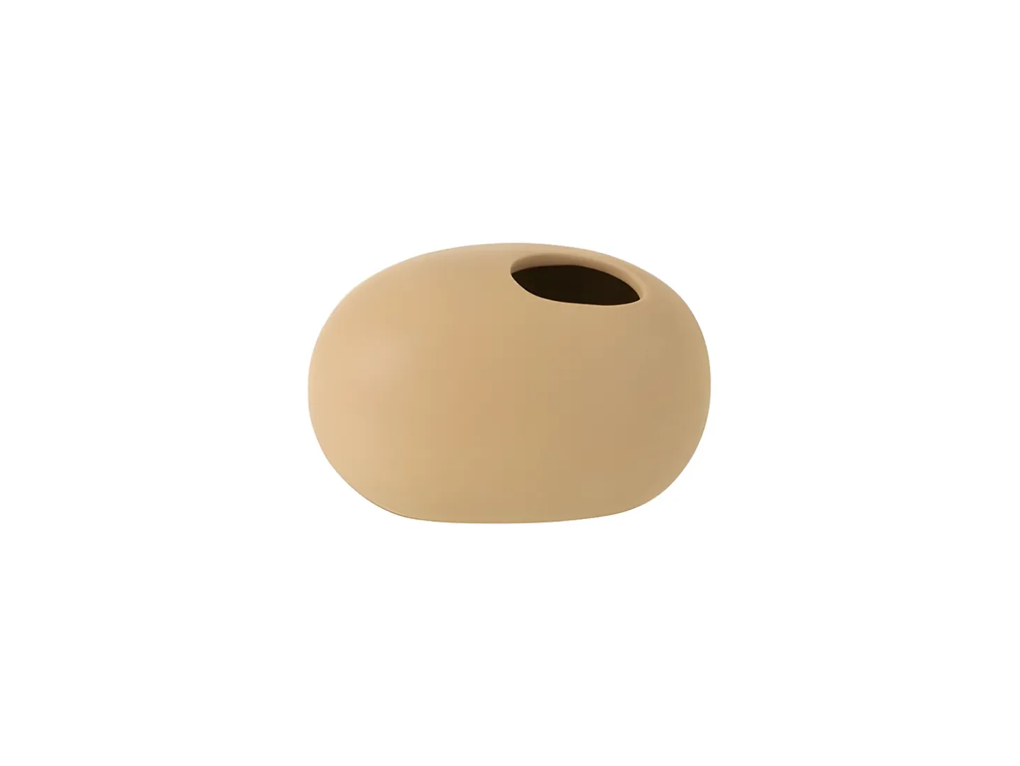 Jarrón ovalado de cerámica beige de 16x10x9cm