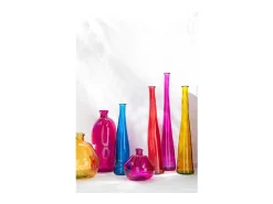 Best J-Line Jarrón ovalado de vidrio fucsia 34x34x73 cm Rosa