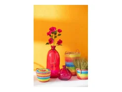 Best J-Line Jarrón ovalado de vidrio fucsia 34x34x73 cm Rosa