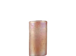 Jarrón ovalado de vidrio rosa 13x8x25 cm