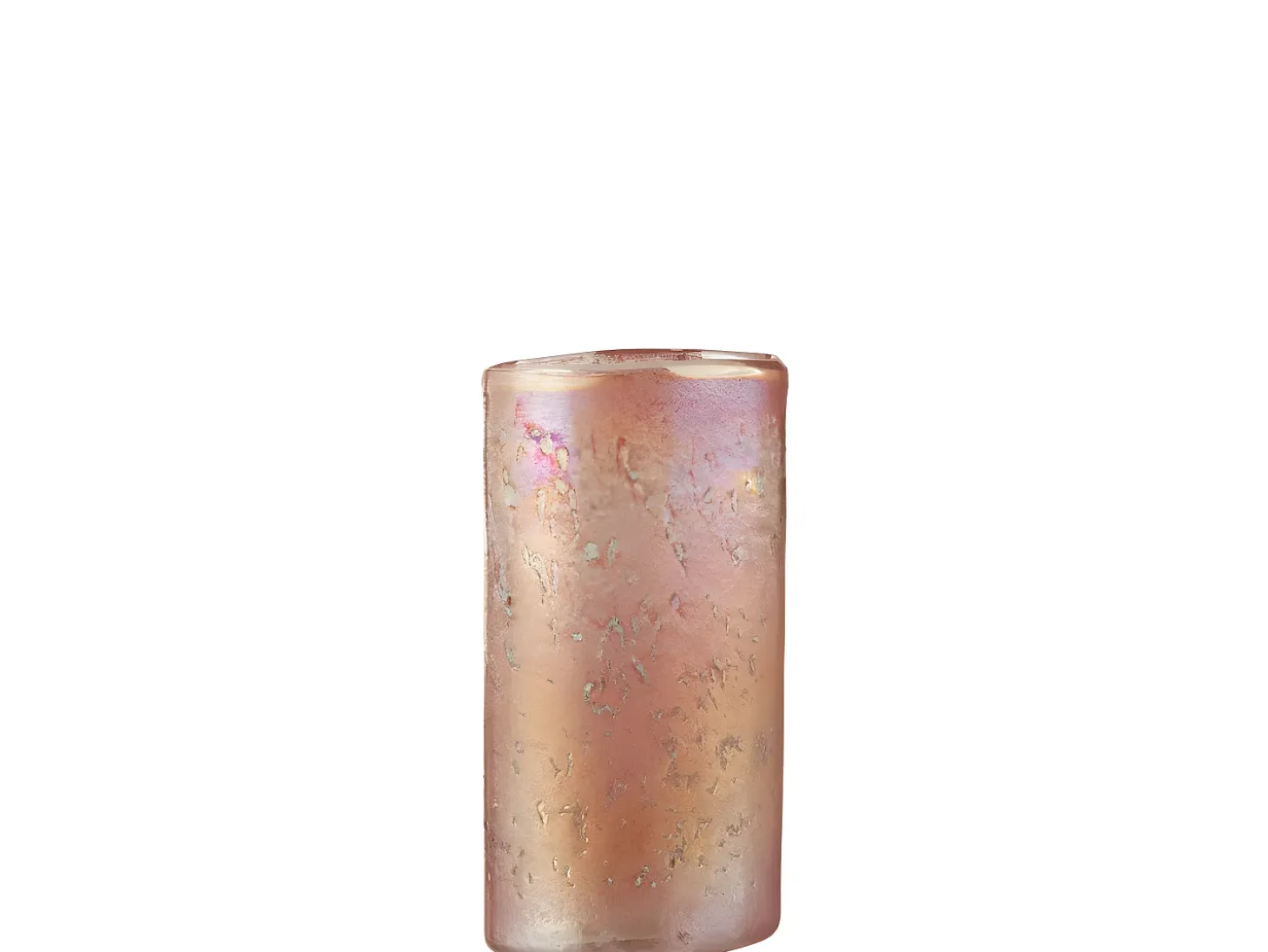 Jarrón ovalado de vidrio rosa 13x8x25 cm
