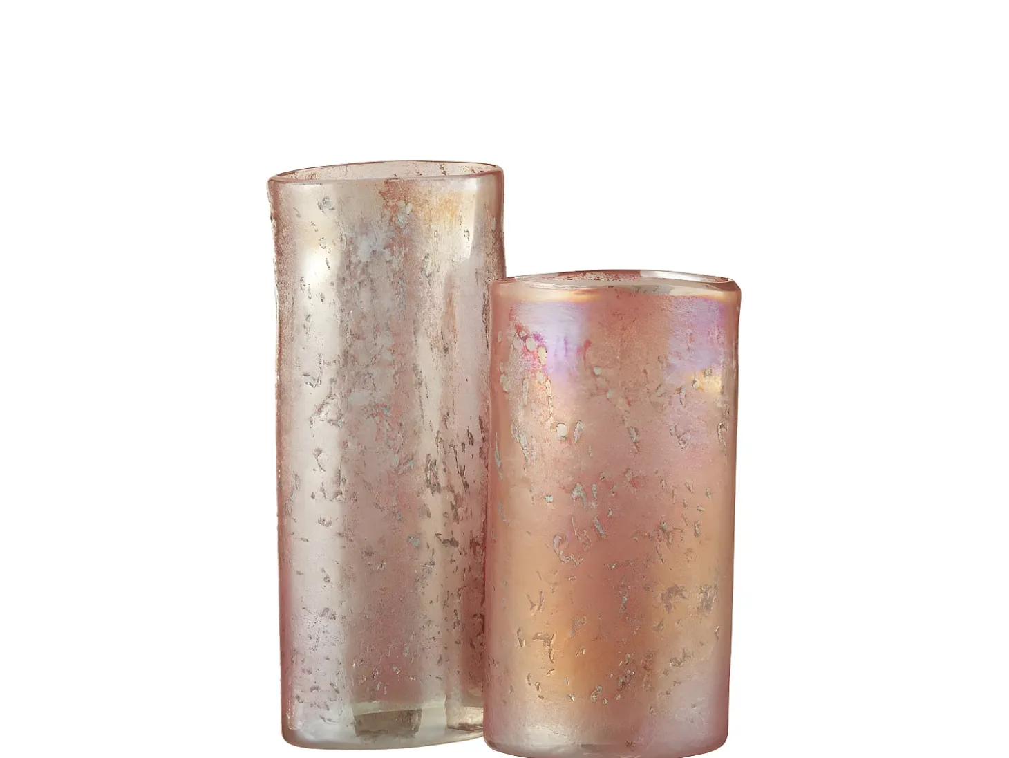 Jarrón ovalado de vidrio rosa 13x8x25 cm