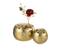 Best J-Line Jarrón redondo con agujeros de metal 15x15x9 cm Dorado
