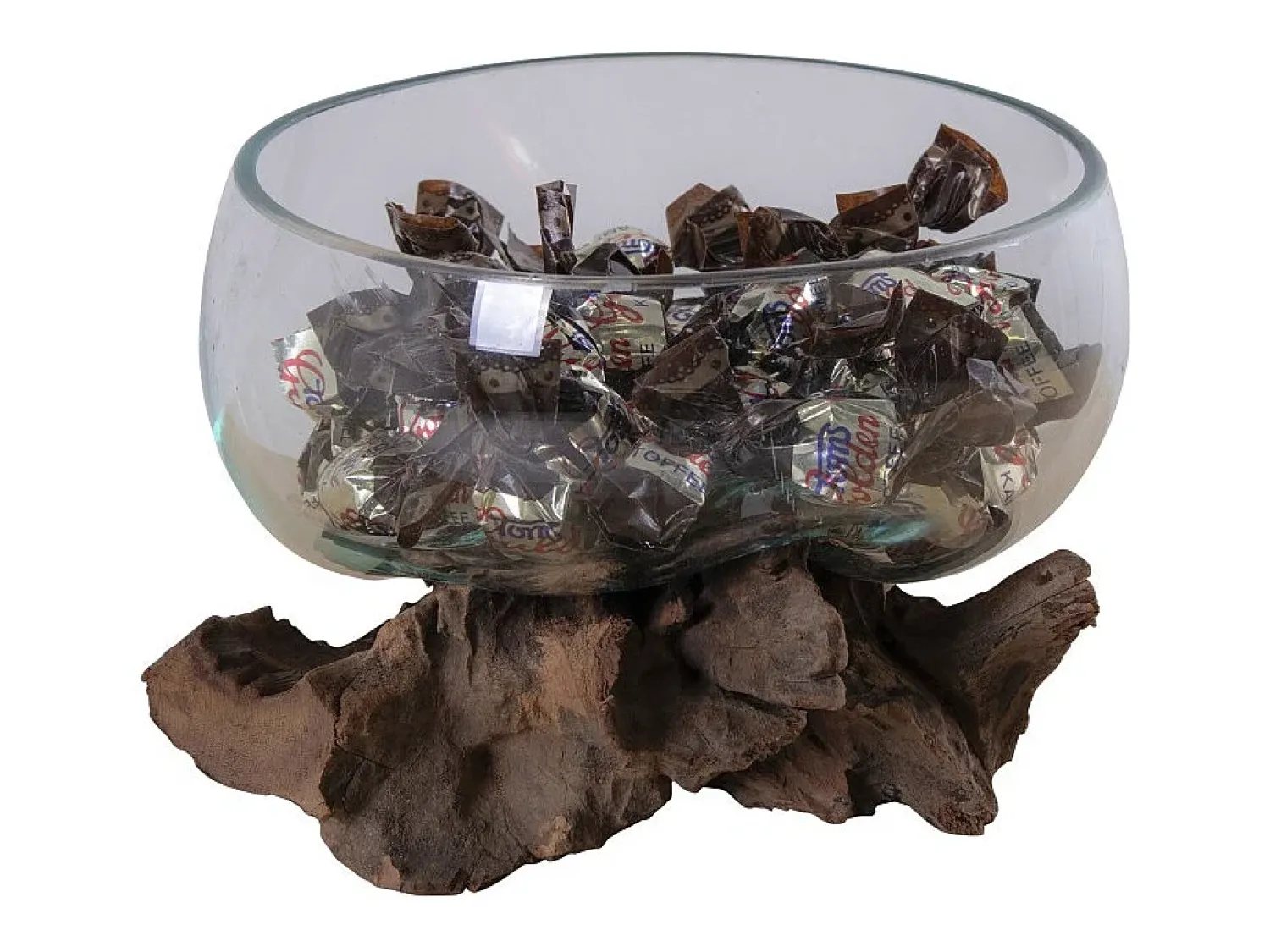 Clearance House Nordic Jarrón sobre rama de madera en vidrio 15x15x15 cm Transparente