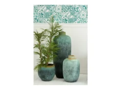 Best J-Line Jarrón vintage de cerámica azul 33.5x33.5x50.5 cm Azul turquesa