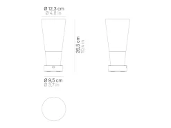 Jarrón Zafferano Soffio - Lámpara de mesa LED recargable IP65 con función de jarrón, regulador táctil, cristal ámbar y base dorada - 10h autonomía