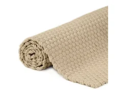Online Garden Furniture Jochem Alfombra rectangular algodón natural 120x180 cm Marru00f3n
