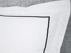 Juego cama percal algodón-bordado-edredón 240x260+2 fundas almohada -blanco y antracita