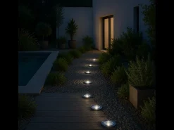 Lumisky Iluminación Exterior^Juego de 8 balizas solares redondas D12CM DECKY Negro