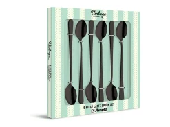 Juego de 6 cucharas latte macchiato negro mate de acero inoxidable Amefa Austin