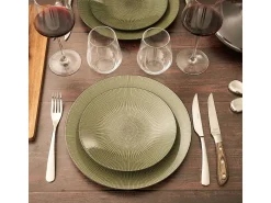 Best Amefa Juego de 4 cuchillos de carne Achille Bois de pakka de Plateado